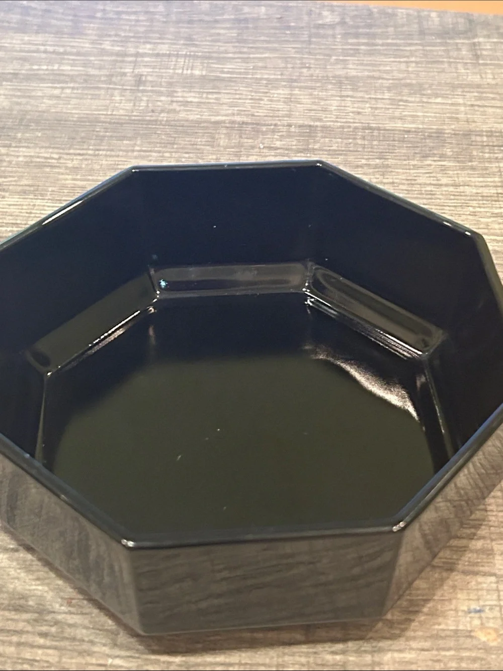 Octagonal Black Ceramic Serving Bowl - Brand Not Visible